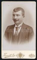 cca 1890-1900 Peitler Imre törvényszéki bíró portréja, vizitkártya Hamedli Gyula pécsi műterméből, jó állapotban, 11x6,5 cm