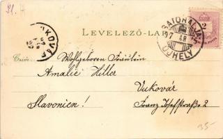 1897 (Vorläufer!) Munkács, Mukacheve, Mukacevo; Beregvár, munkácsi vár, az új bazár, Állami főgimnáz...