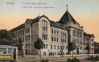 Újvidék catholic grammal school and tram