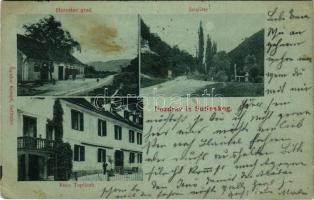 1901 Sutinske Toplice, Szutinszka, Sutinsko; Horvatov grad, Setaliste, Kuca Toplicah. Sandor Kempf / utca, ház, sétány / street, house, promenade (lyuk / pinhole)