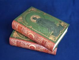 Acsády Ignácz: A magyar birodalom története. A kútfők alapján a művelt közönség számára. 1-2. kötet. (1. kötet: 896-1490. 2. kötet: 1490-1903.) Budapest, 1903-1904. Athenaeum Irodalmi és Nyomdai Rt. 1 t. (a Magyar Szent Koronát ábrázoló, színes címkép) + [2] + 792 p. + 29 t. (ebből 6 színes, egy színes, dupla oldalas, egy kihajtható, 3 dupla oldalas) + 2 térkép (színes, egy kihajtható, egy dupla oldalas); 1 t. (színes címkép) + [2] + 828 p. + 24 t. (ebből 5 színes, 5 dupla oldalas, egy kihajtható) + 2 (színes, dupla oldalas). Első kiadás. Oldalszámozáson belül egész oldalas és szövegközti képekkel, hasonmásokkal gazdagon illusztrált. Egységes, kiadói, festett, illusztrált, dúsan aranyozott, zöld táblás, szecessziós félbőr kötésben (Athenaeum könyvkötészete), márványmintás festésű lapszélekkel. Dekoratív, nagyon szép példány.