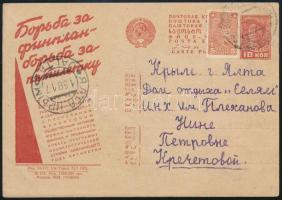 Soviet Union ~1934 Propaganda PS-card with additional franking Szovjetunió; ~1934 Propaganda díjjegy...