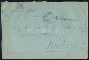 1916 Ajánlott tábori posta levél / Registered field cover "K.u.k. Infanterie-Regiment Freiherr v. Schikofsky Nr. 83." + "FP 77 a
