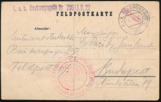 1917 Tábori posta képeslap / Field postcard "Kommando der k.u.k. Baukompagnie Nr. 205/J.R.22&qu...