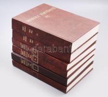 Miskolc története I-IV. köt. [Összesen 6 könyv.] Főszerk.: Dobrossy István.  I. köt.: Draskóczy István - Gyulai Éva - Kubinyi András - Ringer Árpád -Tóth Péter: Miskolc története I. köt.: A kezdetektől 1526-ig. Szerk.: Tóth Péter közreműködésével Kubinyi András. Az egyik szerkesztő, Tóth Péter által DEDIKÁLT példány. ;  II. köt.: Balogh Judit - Bán Péter - Bessenyei József - Gyulai Éva - Nagy Magdolna - Szakály Ferenc -Tóth Péter: Miskolc története II. köt.: 1526-tól 1702-ig. Szerk.: Tóth Péter közreműködésével Szakály Ferenc. A szerkesztő, Szakály Ferenc (1942-1999) történész által DEDIKÁLT példány.;  III. köt:: Barsi János - Dienes Dénes - Dobrossy István et alii: Miskolc története III/1-/2. köt.: 1702-1847-ig. Szerk.: Faragó Tamás.;  Csiffáry Gergely - Csiki Tamás - Deák Gábor - Dobrossy István et alii: Miskolc története IV/1-2. köt.: 1848-tól 1918-ig. Szerk.: Veres László. ;  Miskolc, 1996-2003, Borsod-Abaúj-Zemplén Megyei Levéltár-Herman Ottó Múzeum. Kiadói műbőr sorozatkötésben, a borítókon Miskolc címerével, szép állapotban. 5 kötetben [8 könyvben] teljes! De így is ritka és az első két kötet a szerkesztő által dedikált példányok!