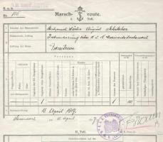 1915 Dunai Flottila S.M.S. Leitha. Útiparancs August Schikcher gépésznek, aki hivatalos szervizmunká...