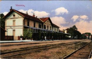 1914 Szávaszentdemeter, Mitrovice, Mitrovitz an der Save, Sremska Mitrovica; vasútállomás / railway station (kopott sarkak / worn corners)