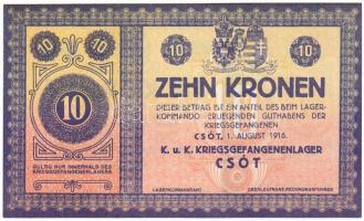 Csót / Hadifogolytábor 1916. augusztus 1. 10K sor- és sorozatszám nélkül T:AU / Hungary / Csót / POW...