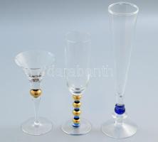 3 darab design pohár, jelzés nélkül, hibátlan, m: 26,5 cm alatt