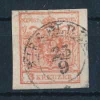 1850 3kr I. típus kézi papíron, "WIESELBURG"
