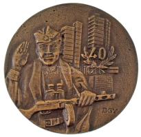 Bognár György (1944-) 1984. "Salgótarján felszabadulása 1944" kétoldalas bronz emlékérem eredeti tokban, adományozói okirattal (80mm) T:AU