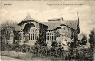 Temesvár, Timisoara; Polgári lövölde, lovaskocsi. Moravetz Testvérek kiadása / Bürgerliche Schiesstätte / civil shooting alley, shooting range (EK)