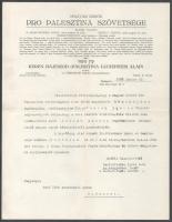 1929 A Magyar Zsidók Pro Palesztina Szövetsége levele Gerő Ödön (1863-1939) íróhoz, szerkesztőhöz, a Pester Lloyd műkritikusához, amelyben értesítik, hogy a Jewish Agency bizottságba választották. Fejléces papíron, egy gépelt oldal.