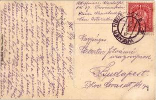 1918 Wiener Neustadt, Bécsújhely; Bahngasse mit Konzert-Kaffee Bank / Café Bank, street view (EK)