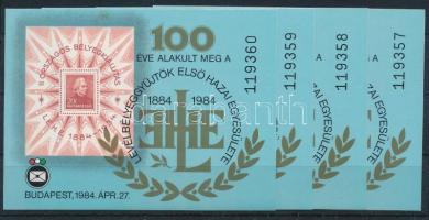 1984 100 éve alakult meg a LEHE 4 db sorszámkövető emlékív
