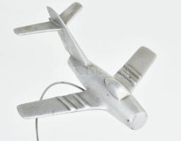 Szovjet MIG repülő makett, márvány lapon, m: 24 cm