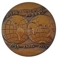 Franciaország 1975. "30éme anniversaire de la FSM - 1945 Paris 1975 / Federation - Syndicale - Mondiale" kétoldalas bronz emlékérem a Szakszervezeti Világkongresszus 30. évfordulójának alkalmából. Szign.: Šindelař (60mm) T:AU France 1975. "30éme anniversaire de la FSM - 1945 Paris 1975 / Federation - Syndicale - Mondiale" double-sided bronze commemorative medal on the occasion of the 30th anniversary of the World Trade Union Congress. Sign: Šindelař (60mm) C:AU