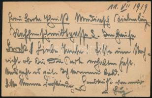 1919 Díjjegyes levelezőlap Meggyesről kolozsvári cenzúrával Bécsbe / Censored PS-card "MEDGYES&...