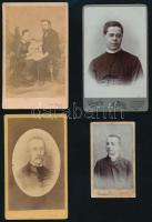 cca 1865-1900 4 db erdélyi műteremben készült keményhátú portré (Egey és István Szatmár, Berky Dezső Szatmár, Dunky Kolozsvár, Ferencz és Társa Kolozsvár), 7,5×4,5 és 10,5×6,5 cm