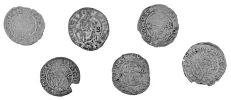 1511-1589. 6xklf Ag Dénár, benne II. Ulászló, I. Ferdinánd, Miksa és Rudolf T:AU-VF
Hungary 1511-15...
