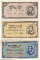 1945. 1.000.000P + 1946. 1.000.000MP + 1.000.000BP T:F, közte szép papír