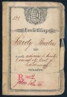 1923 Sárdy Brutus festőművész fényképes katonai emléklapja, igazoványa