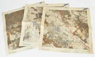 1969 Pilisvörösvár, Piliscsaba, Pilisszentlászló 3 db térkép Országos Földügyi és Térképészeti Hivatal - Középdunavölgyi Vízügyi Igazgatóság 1:25 000 45x45 cm