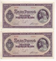 1945. 100P (2x) sorszámkövetők "E 159 038994 - E 159 038995" T:VF folt Adamo P18
