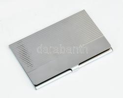 Fém névjegykártyatartó, tartóban, 6x9 cm