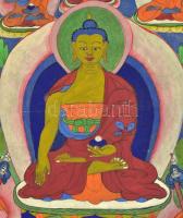 Thangka - Buddha Shakyamuni ábrázolással, kézzel festett, vászonon, 75x58 cm