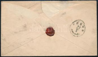 ~1861 5kr díjjegyes boríték "NAGY KŐRÖS" - "PESTH Abends" (hajtóka sérült / flap...