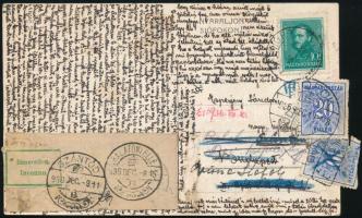 1936 Képeslap Siófokról Budapestre, visszaküldve 30f portóval / Postcard to Budapest, returned with 30f postage due