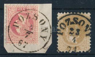 1867 vízjeles 5kr kivágáson + 15kr 2 klf. "POZSONY"