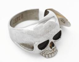 Acél motoros gyűrű, koponyás díszítéssel, m: 69