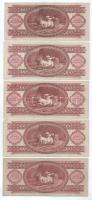 1975-1993. 100Ft (5xklf) T:F, közte szép papír, folt
Krause P#171e,g,h; P#174a,b