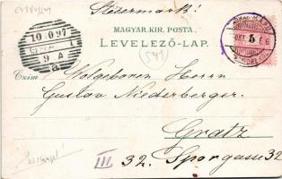 1897 (Vorläufer!) Kolozsvár, Cluj; Főtéri templom, Bánffy palota, Központi szálloda, Fellegvár Szamo...