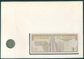 Guatemala 1986. 50c bankjegy + 1987. 25c érme bélyeges borítékon, elsőnapi bélyegzővel T:1,2