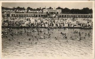 1930 Bucharest, Bukarest, Bucuresti, Bucuresci; Strandul Kiseleff / beach, bathers. Foto Omnia Strand photo (fl)