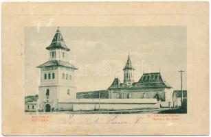 1912 Suceava, Suczawa, Szucsáva, Szőcsvásár (Bukovina, Bucovina, Bukowina); St. Johannes-Kirche / Biserica Sf. Joan / Romanian Orthodox monastery and church. W.L. Bp. 1911-14. Verlag Hermann Beiner (fl)