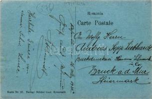 1922 Barcarozsnyó, Rozsnyó, Rasnov, Rosenau; Kirchengasse und Burg / Templom utca és vár, üzletek. G...