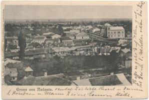 Radauti, Radóc, Radautz (Bukovina, Bucovina, Bukowina); látkép a zsinagógával. J. Herzberg kiadása / Isr. Tempel, Synagoge / general view with synagogue (EK)