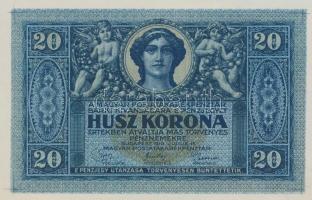 1919. július 15. 20K "Postatakarékpénztári jegy" próbanyomat, tervezte Helbing Ferenc. Elő...