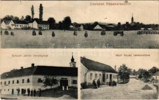 1917 Rábakeresztúr, Heiligenkreuz im Lafnitztal; utca, Schuch János vendéglője, Medl Rezső üzlete. Blasy Gusztáv kiadása / street view, restaurant, shop (b)