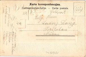 Nowy Sacz, Neu Sandez, Újszandec; Ruiny zamku Jagiellonów / castle ruins. Passepartoutkarte, Art Nou...