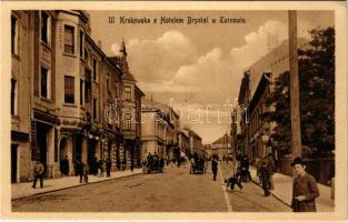 Tarnów, Ul. Krakowska z Hotelem Brystol / street view, hotel, shop of Stanislaw Haber (EK)