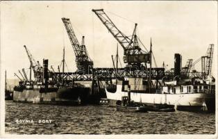 1937 Gdynia, Port, steamships, cranes. Fotograf L. Darczykiewicz photo (EB)