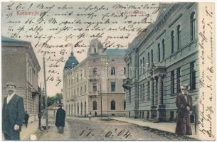 1904 Kolomyia, Kolomea, Kolomyja; Ul. Kosciuszki / street view. Montage with lady and gentleman (EK)