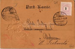 1898 (Vorläufer) Dombornyomott képeslap 3 lóval és 3 patkóval. F. P. S. i. G. Nr. 27. / 3 horses and...