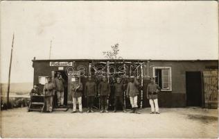 Padkóc, Podkonice; első világháborús német katonai állomás, telefon / WWI German military station, soldiers, telephone. photo (fl)