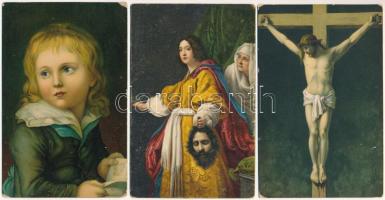 32 db RÉGI Stengel &amp; Co. művészlap: festmények és városkép, közte lithok / 32 pre-1945 Stengel &amp; Co. art postcards: paintings and town view, with some lithos